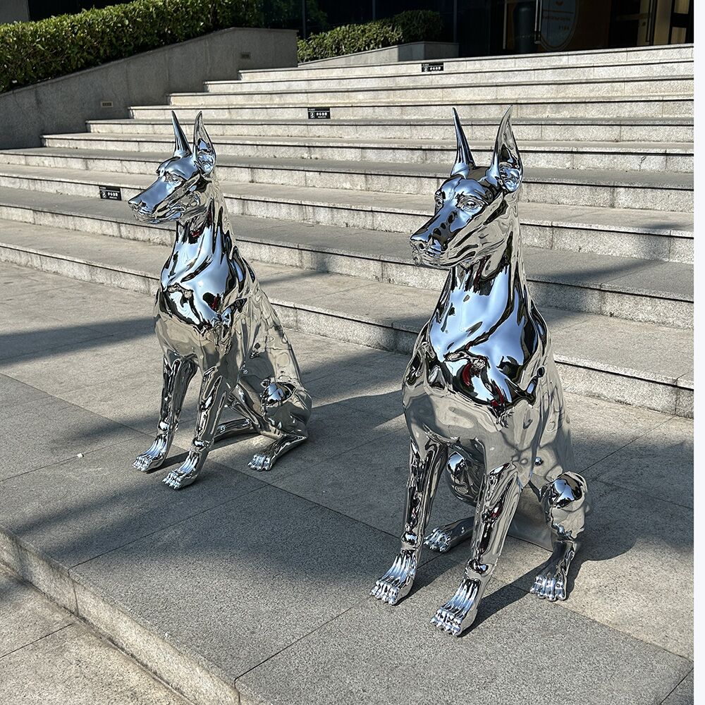 Interior Deco Art Stainless Steel Doberman Sculpture3