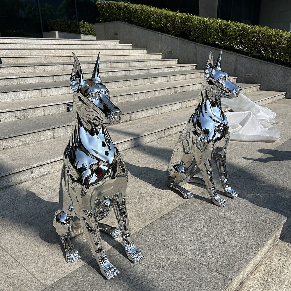 Interior Deco Art Stainless Steel Doberman Sculpture4