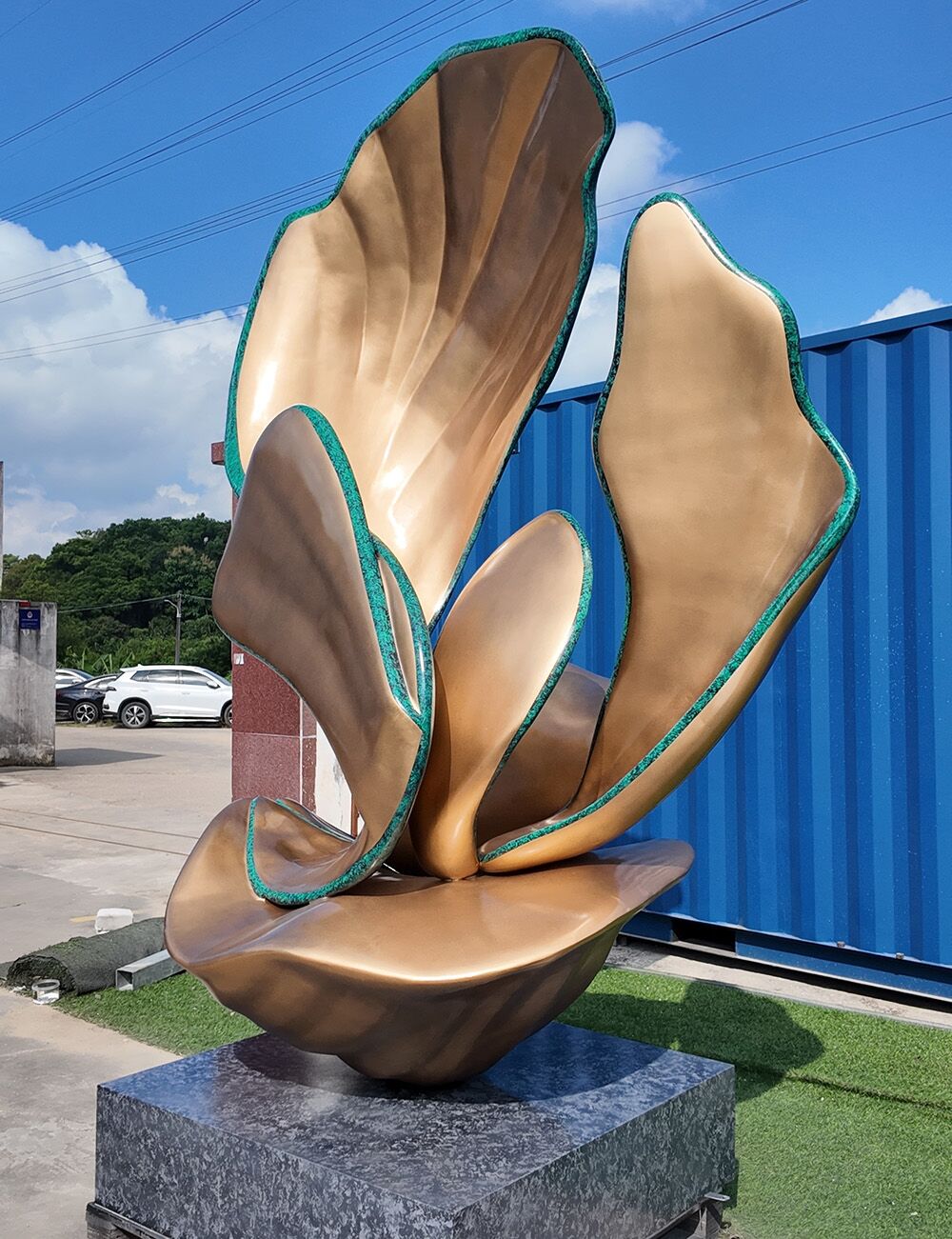 Large outdoor square decorative art stainless steel abstract sculpture (3)