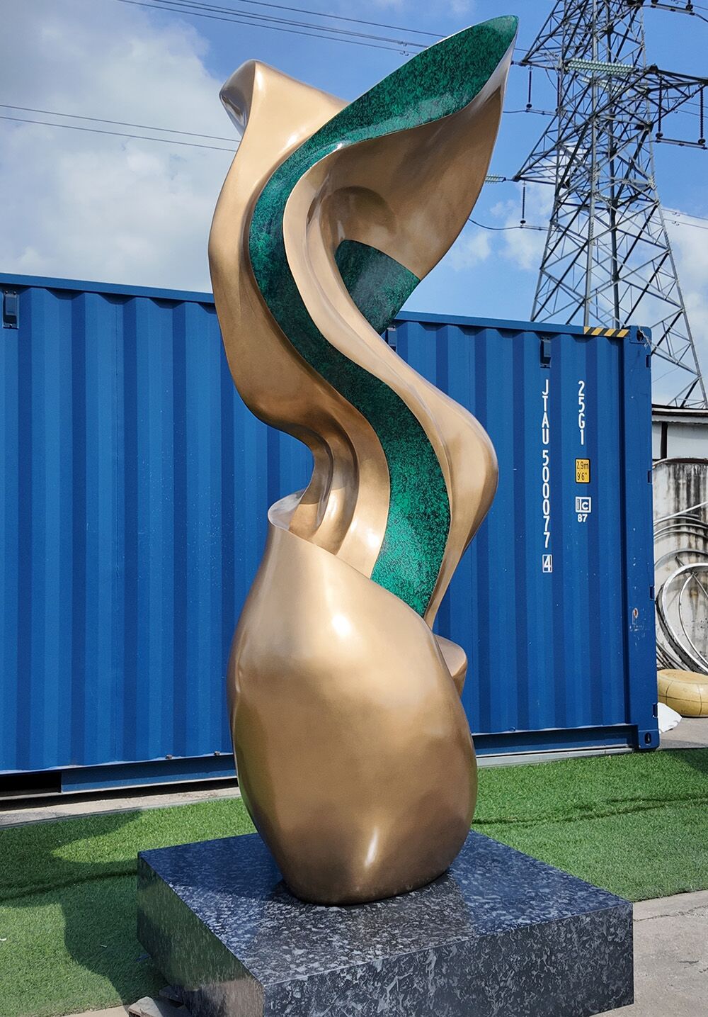 Large outdoor square decorative art stainless steel abstract sculpture (5)