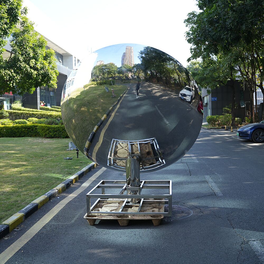 Outdoor decorative art, stainless steel concave mirror sculpture (3)