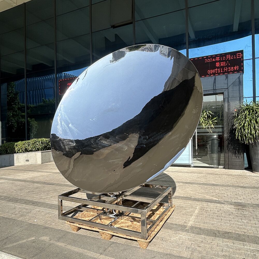 Outdoor decorative art, stainless steel concave mirror sculpture (4)