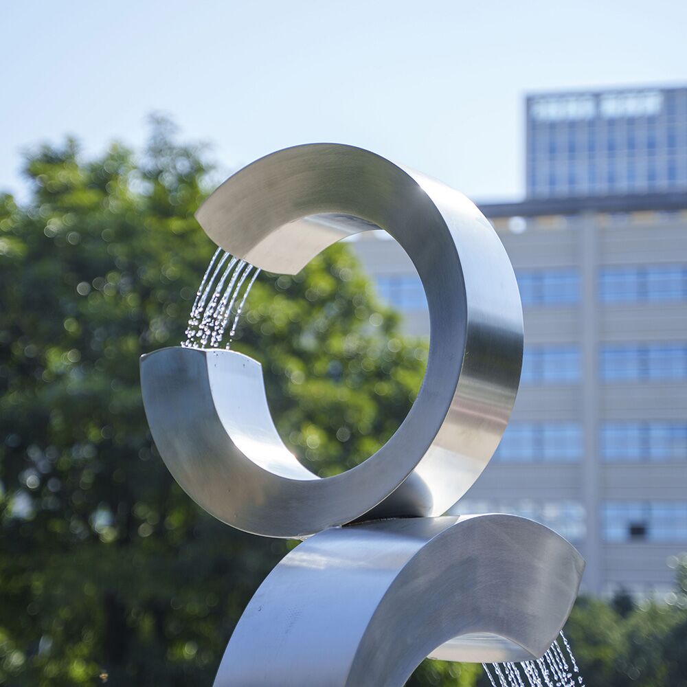 Outdoor square courtyard stainless steel fountain sculpture (2)