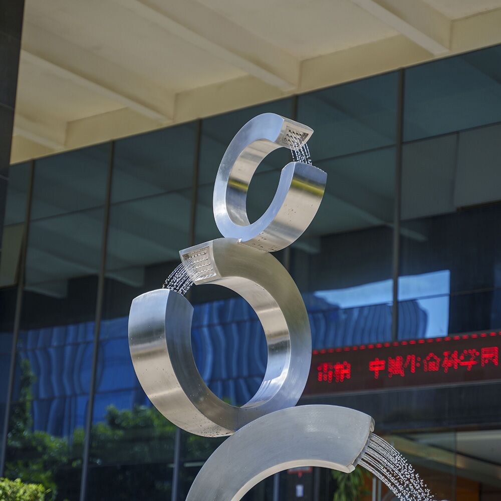 Outdoor square courtyard stainless steel fountain sculpture (3)