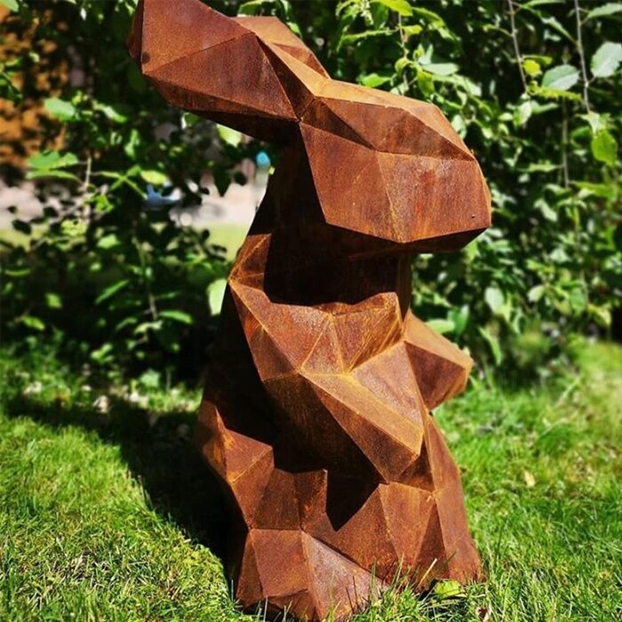 Garden-Corten-Steel-Metal-Animal-Rabbit-Sculpture