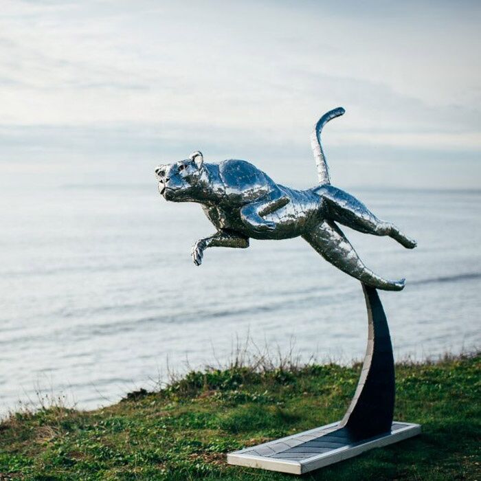 Life-Size-Leopard-Animal-Stainless-Steel-Sculptures