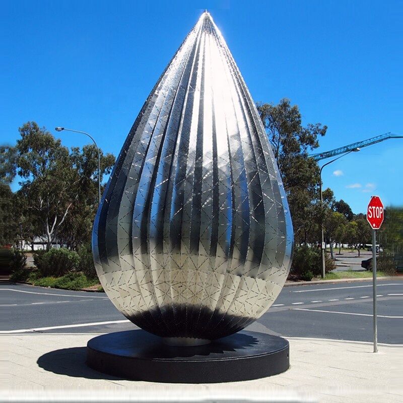 Artistic-Polished-Stainless-Steel-Water-Drop-Sculpture