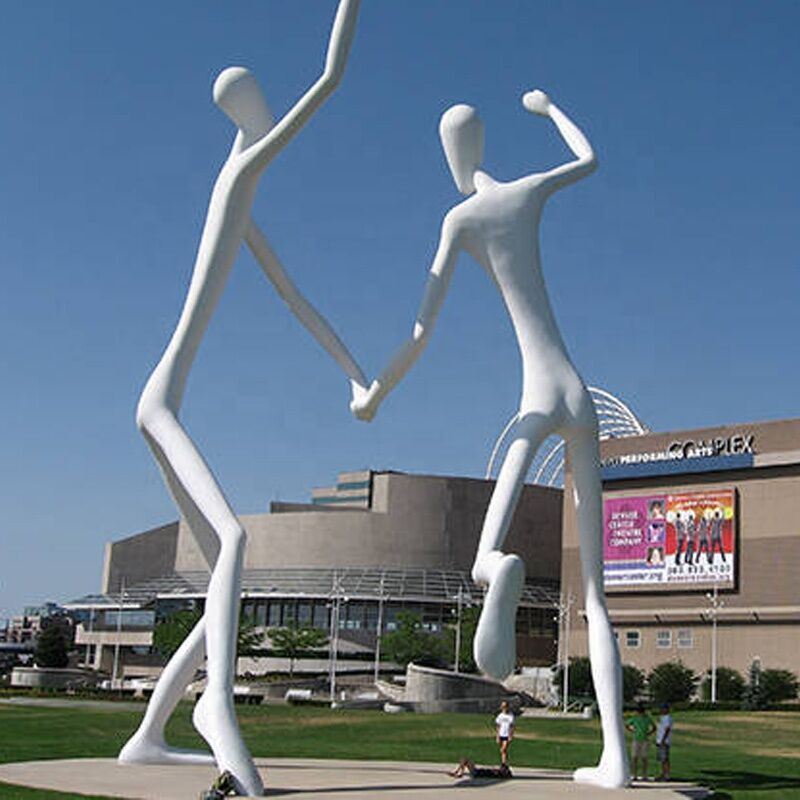 Life-Size-Two-Men-White-Painted-Outdoor