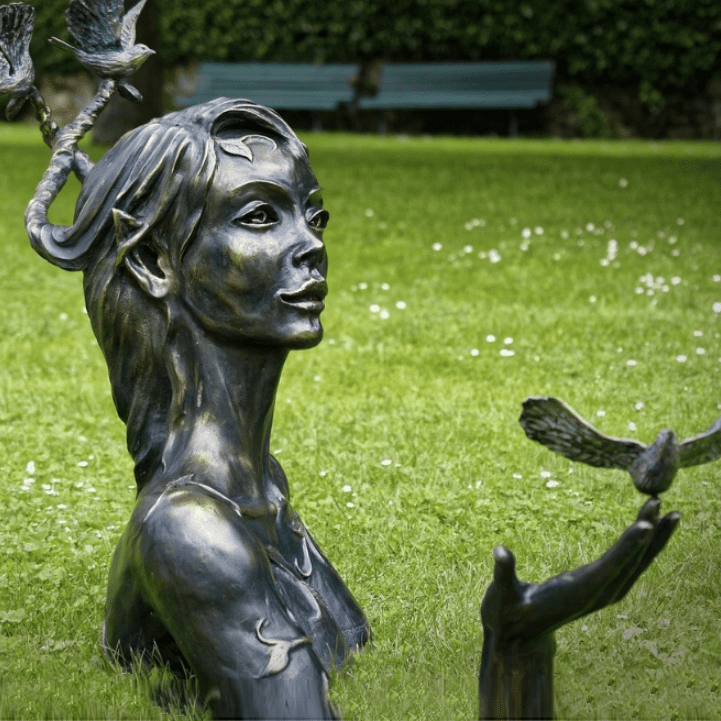 Beautiful fairy garden bronze statue