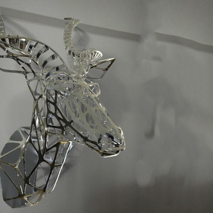 Home Decor Stainless Steel Deer Animal Wall Art Sculpture 1