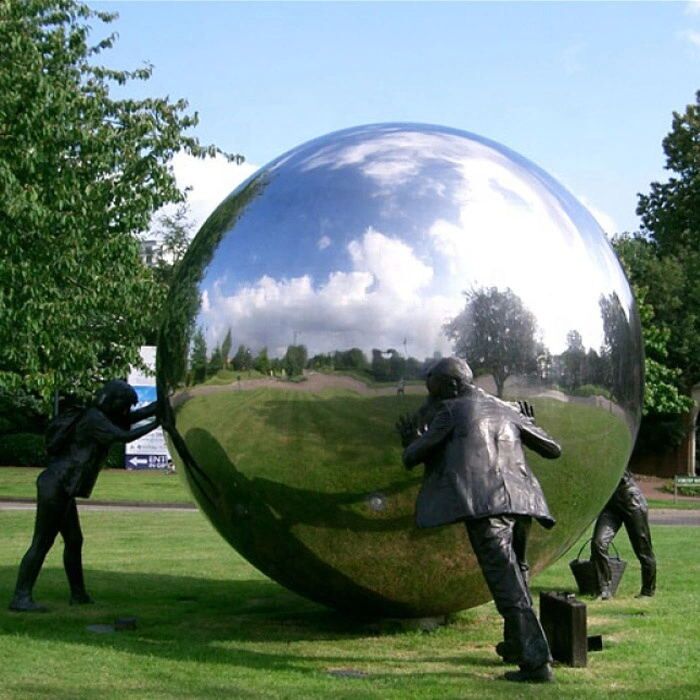 Mirror Polished Public Stainless Steel Garden Lawn Ball Sculpture 1