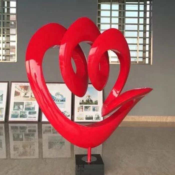 Outside Infinite Design Red Color Painted Metal Sculptures