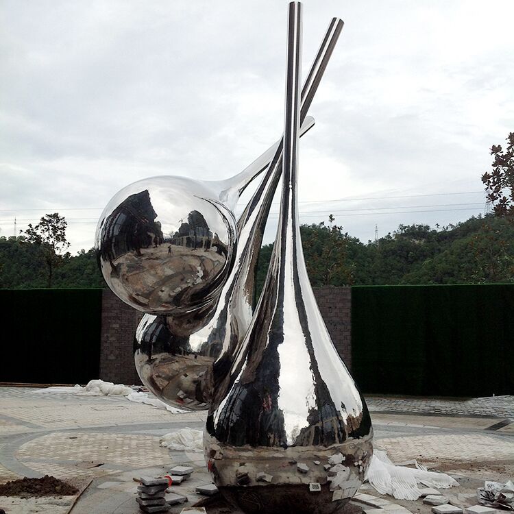 Garden Landscape Stainless Steel Water Drop Sculpture Metal Art Decoration