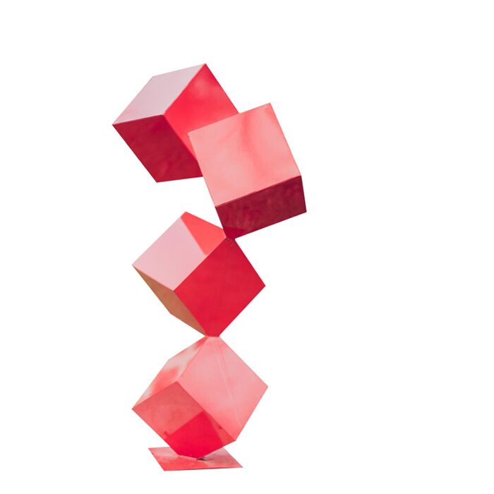 Geometry Sculpture Abstract Art Modern Painted Red Steel Sculpture