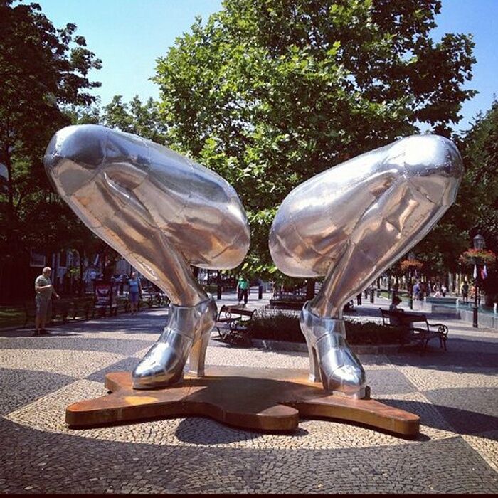 Large Stainless Steel Outdoor Landmark High Heel Shoe Sculpture