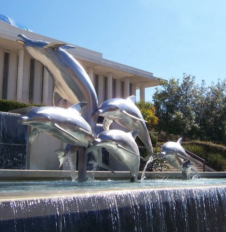 Metal Animal Stainless Steel Dolphin Fountain Sculpture