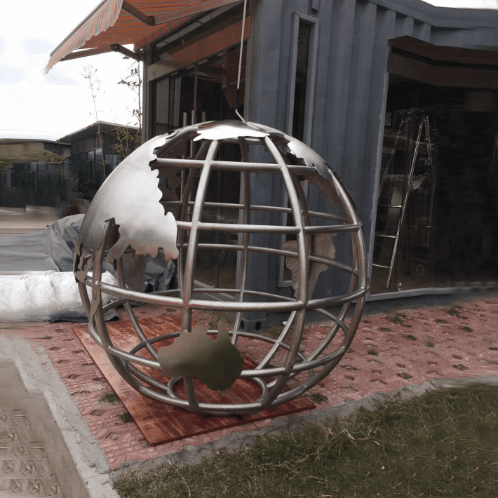 Modern Outdoor Large Stainless Steel Globe Ball Sculpture 2