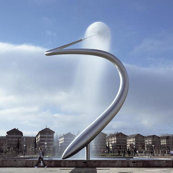 Polished Stainless Steel Water Garden Fountain Features Sculpture