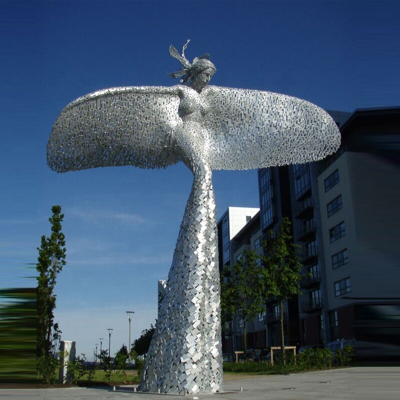 Public Art Stainless Steel Hollow Modern Woman City Sculpture