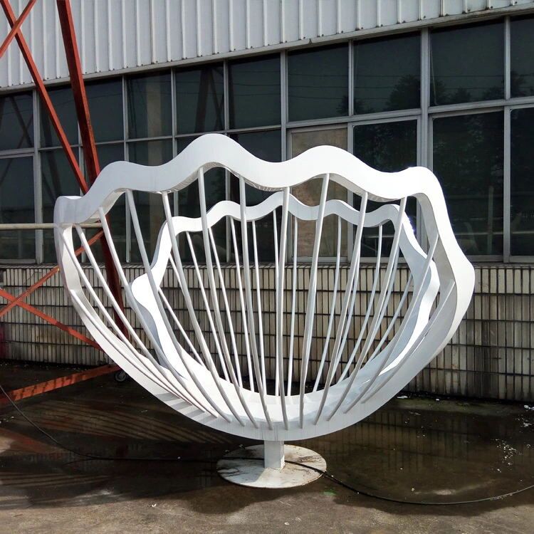 White paint wangstone stainless steel shell sculpture