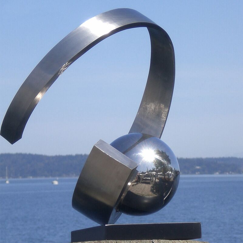 304 Garden Stainless Steel Mirror Abstract Circle Sculpture