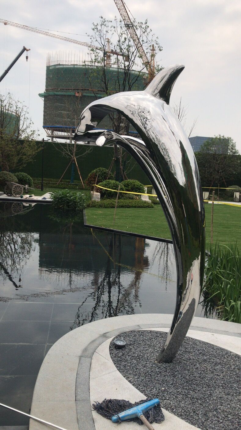 2.6m Outdoor Stainless Steel Dolphin Sculpture (5)