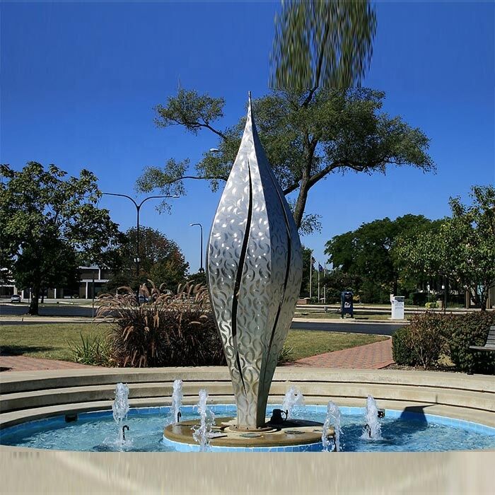 Public Art Modern Stainless Steel Outdoor Fountain Sculpture for Hotel
