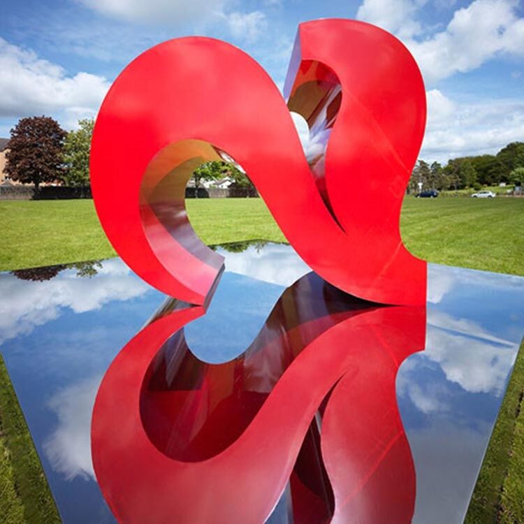 Painted Red Metal Abstract Stainless Steel Heart Sculpture