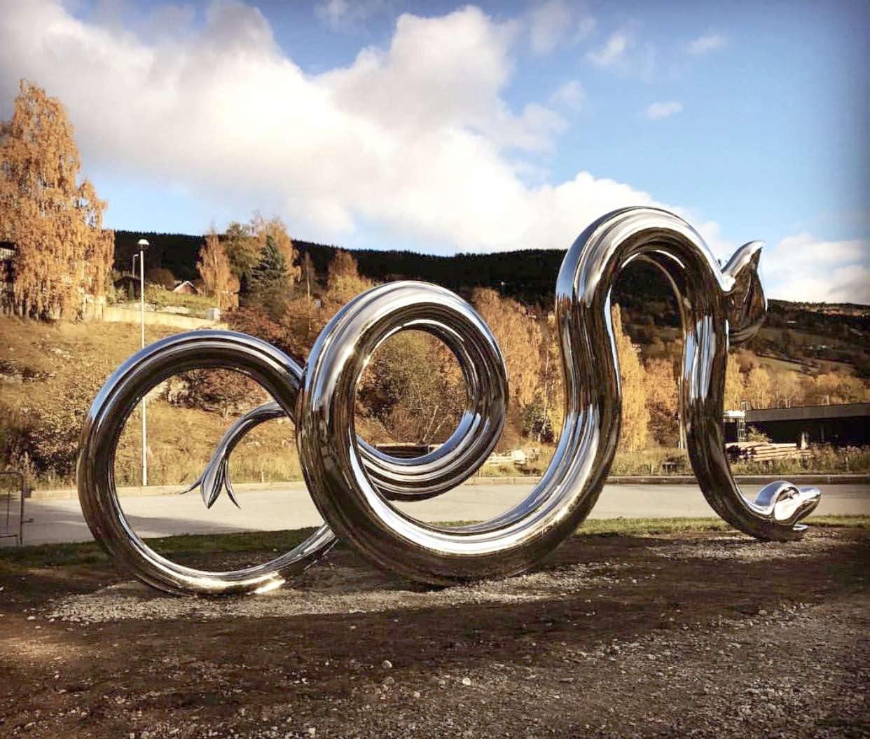 Outdoor abstract stainless steel decoration snake sculptures