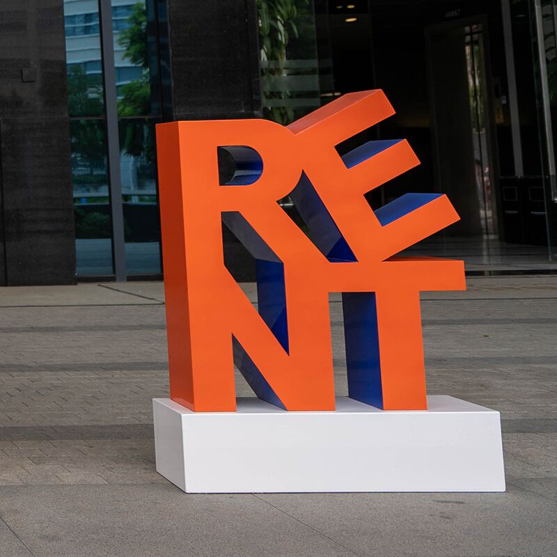 Custom company logo statue colored stainless steel letter sculpture (1)