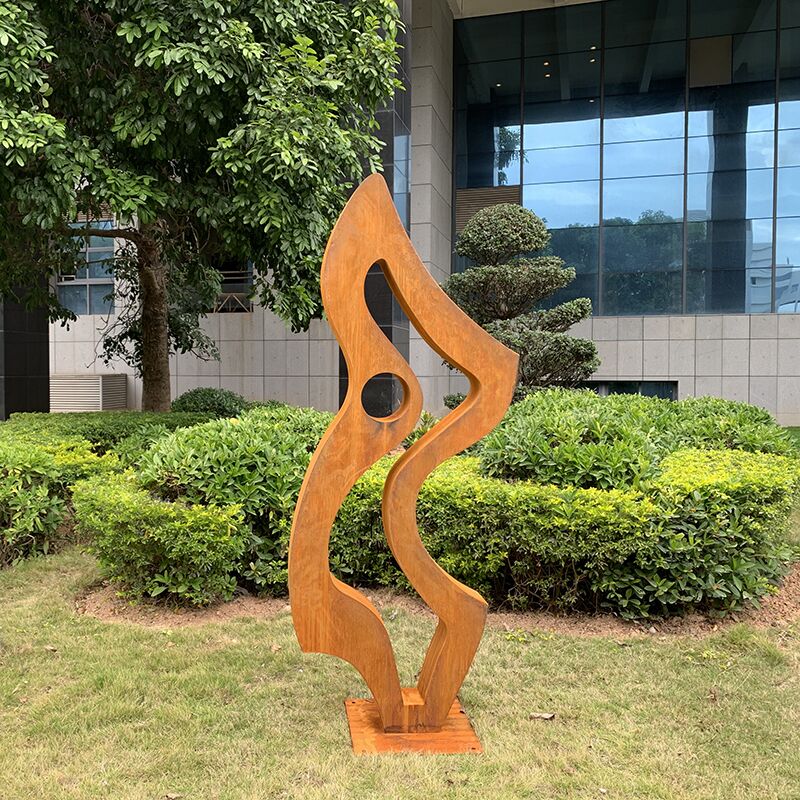 outdoor garden Corten steel flame sculpture (5)