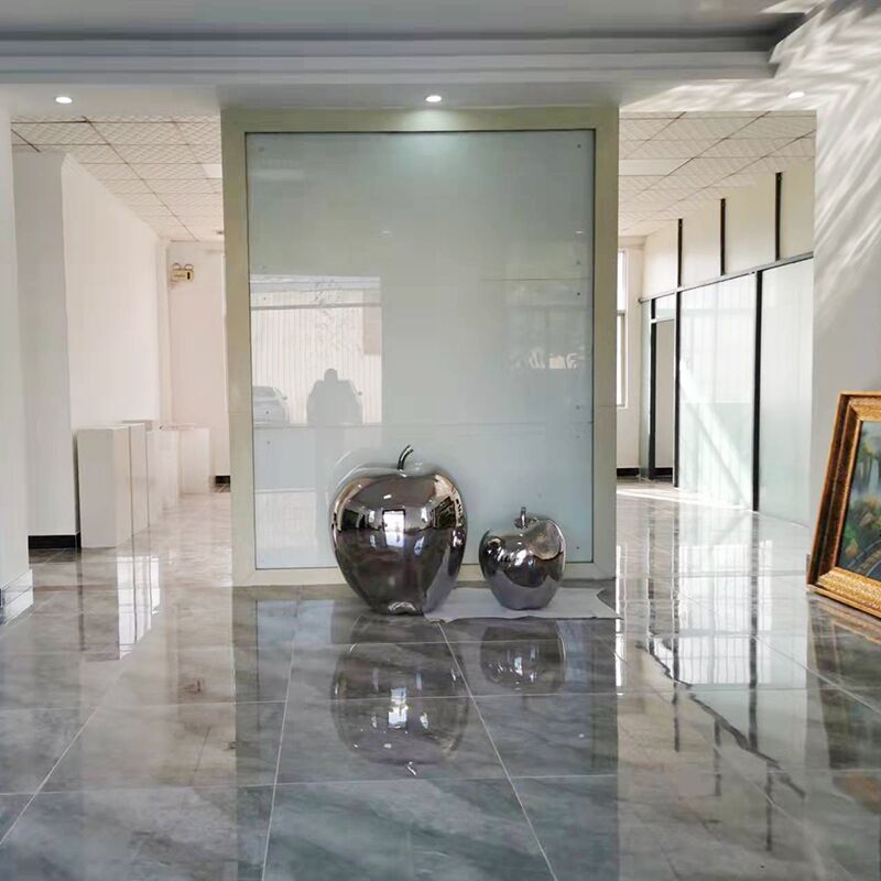 Luxurious hotel office building interior decoration metal sculpture stainless steel apple sculpture (12)