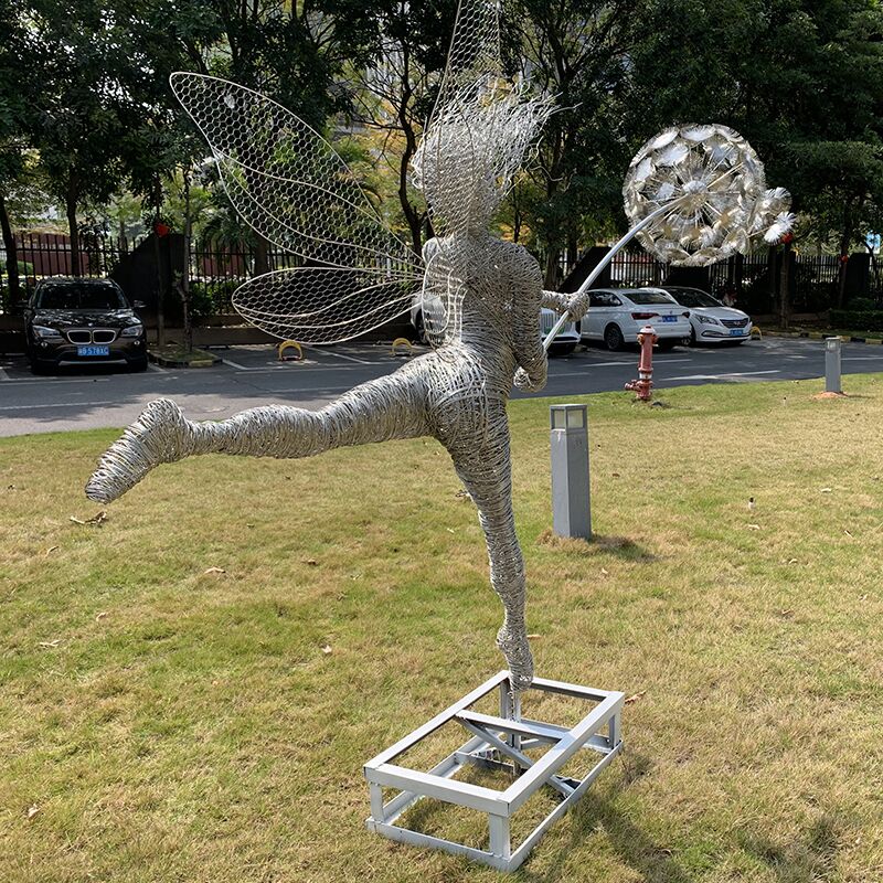 Outdoor garden metal sculpture stainless steel fairy sculpture (5)