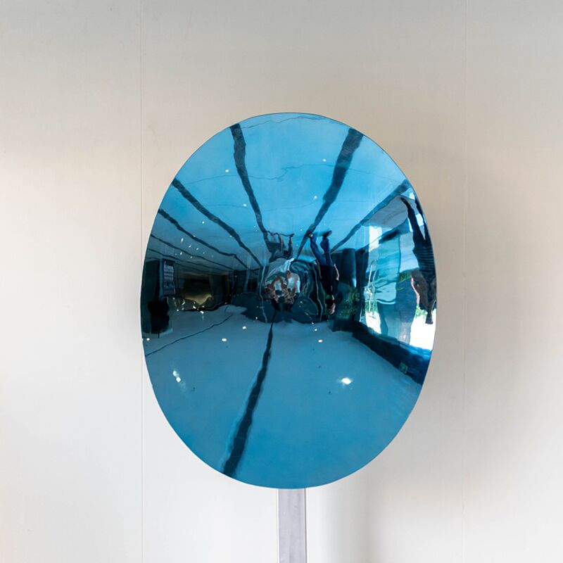 blue stainless steel elliptical concave mirror wall Sculpture (7)