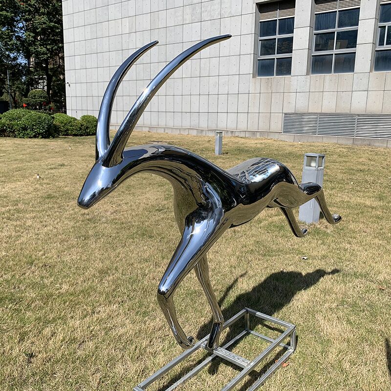 outdoor park Courtyard Stainless steel deer sculpture (1)