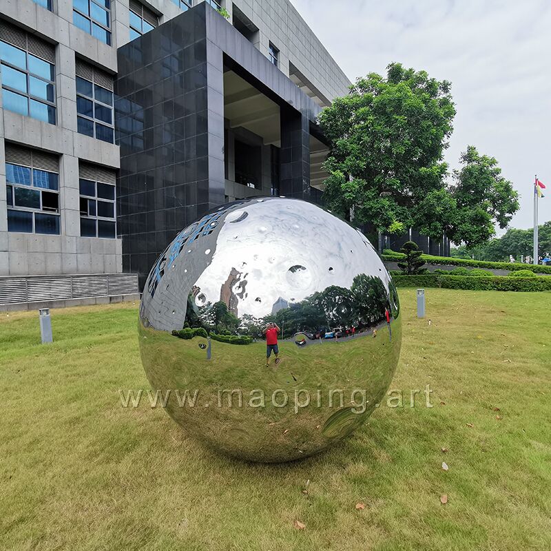 200cm Large outdoor garden courtyard polished stainless steel month sphere sculpture (2)