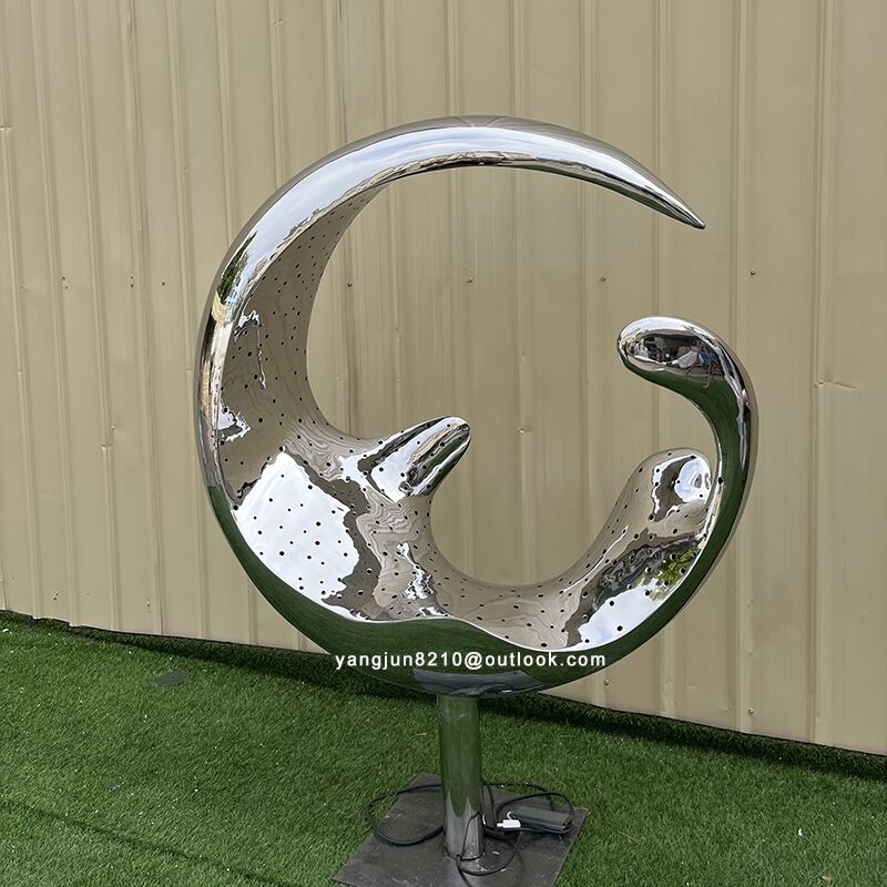 Large outdoor square beach luminous Metal Art stainless steel ring Abstract sculpture (1)