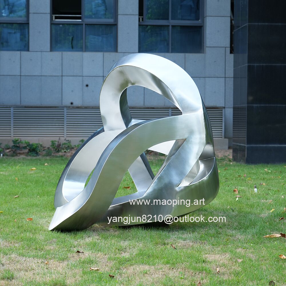 Outdoor square courtyard pool Abstract stainless steel sculpture (2)