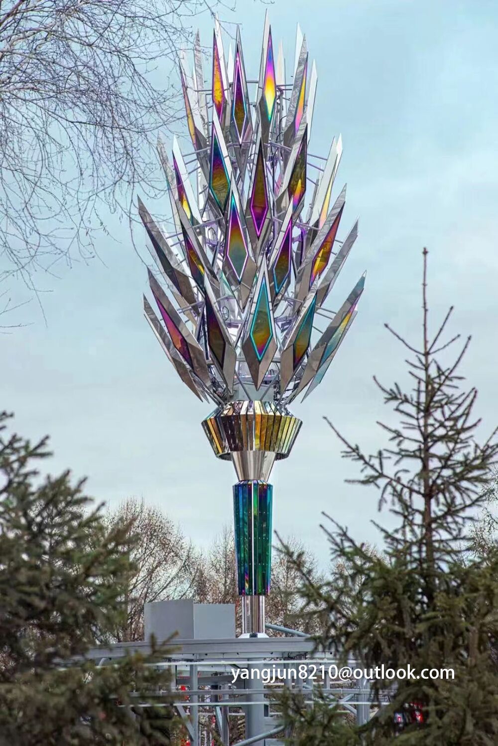 Large outdoor park square apartment playground theater gallery stainless steel sculpture (1)