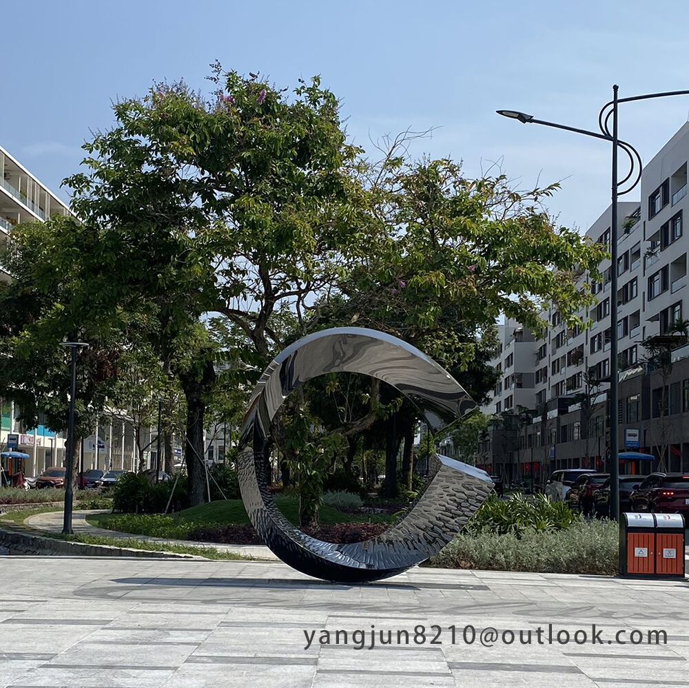 Outdoor square park library school airport theater art stainless steel “C”sculpture (2)