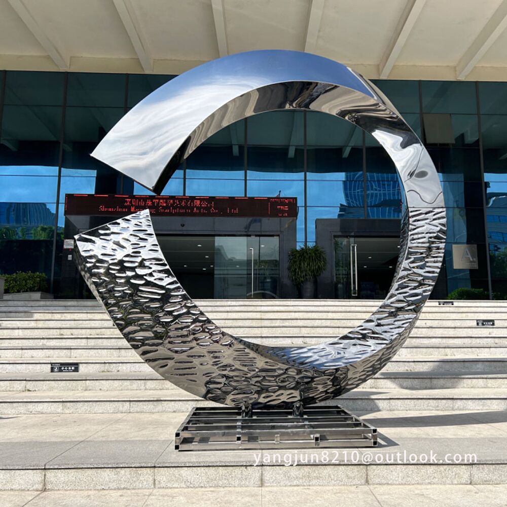 Outdoor square park library school airport theater art stainless steel “C”sculpture (4)