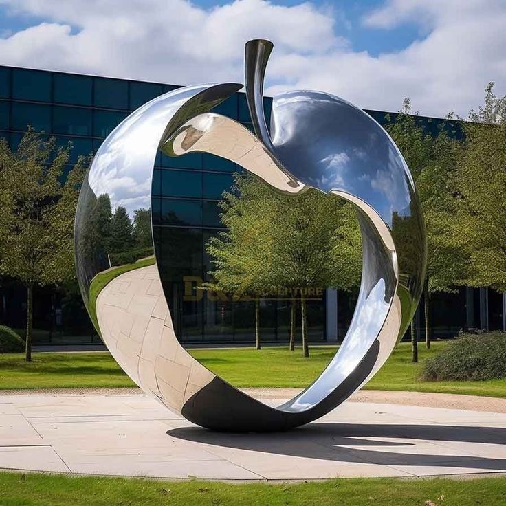 Large outdoor metal apple garden sculptures2