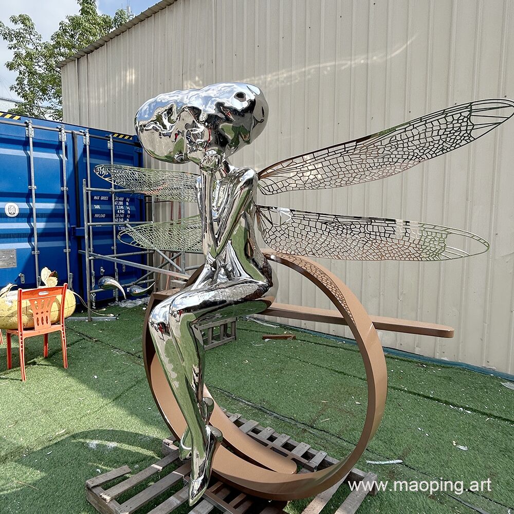 Outdoor square home decoration stainless steel dragonfly sculpture (2)