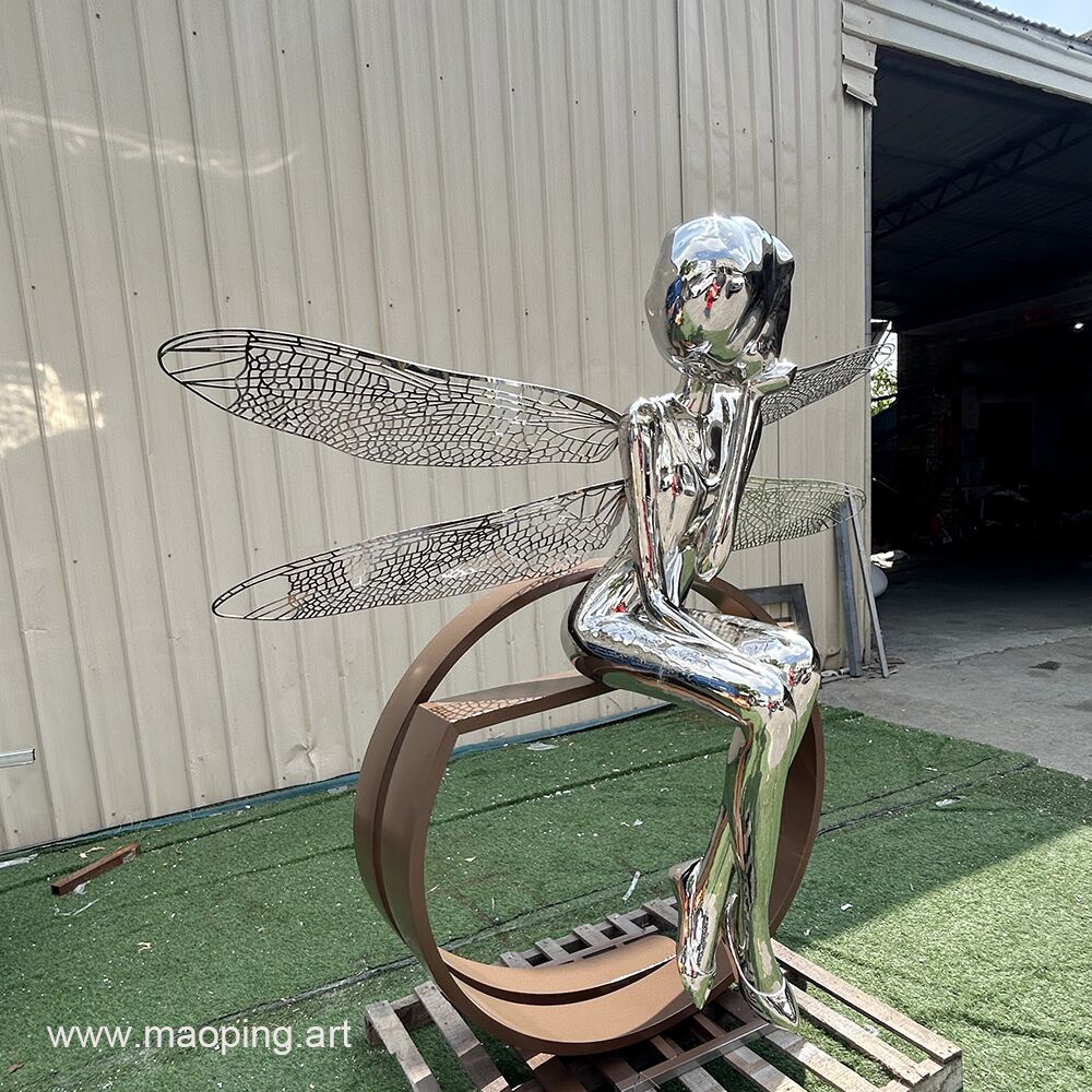 Outdoor square home decoration stainless steel dragonfly sculpture (3)