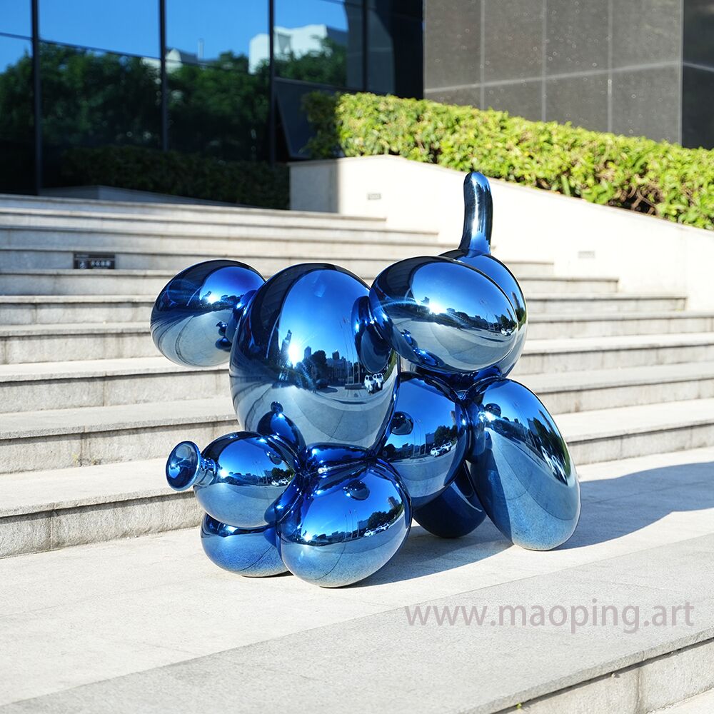 Indoor hotel apartment art deco stainless steel balloon dog sculpture (2)
