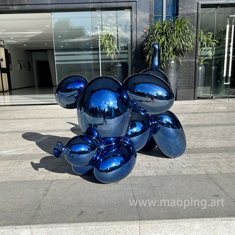 Indoor hotel apartment art deco stainless steel balloon dog sculpture (3)