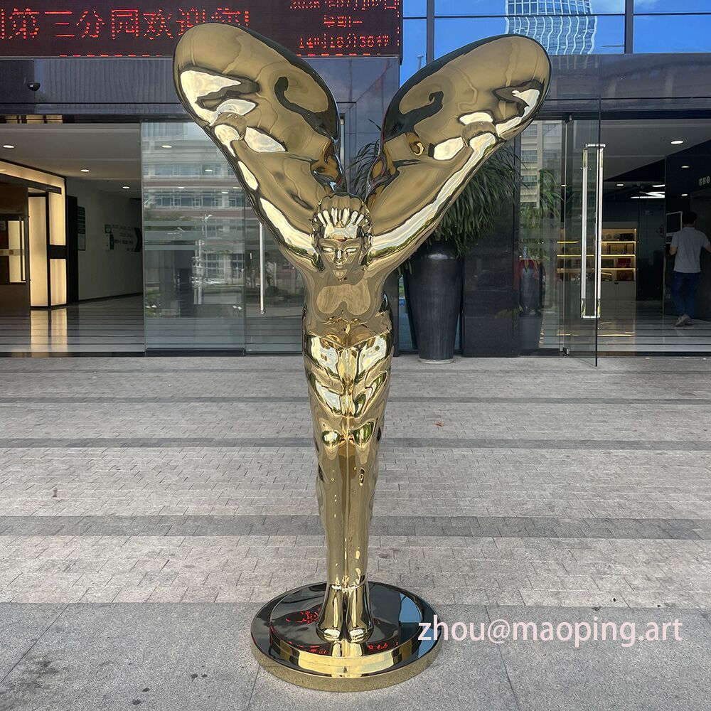 Luxury indoor hotel decorative art gold stainless steel sculpture