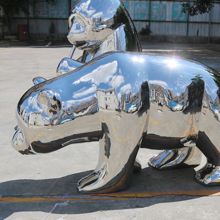 Stainless steel panda sculpture2