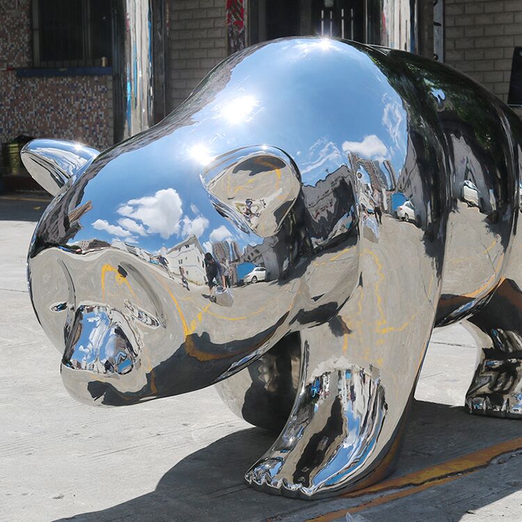Stainless steel panda sculpture4