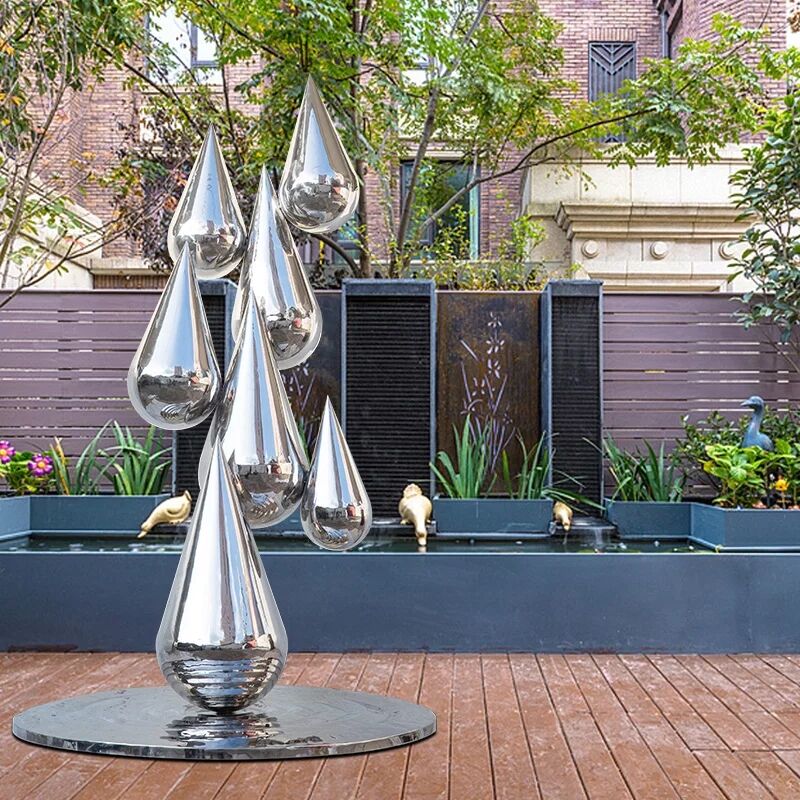 Stainless steel water drop sculpture